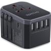EPICKA Universal Travel Adapter, European Travel Plug Adapter (Not a Voltage Converter) - International Power Adapter Worldwide Charger with USB-C & 4 USB-A Ports, Travel Essentials (TA-105, Grey) view 1