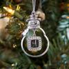 Inspired Silver - My Script Initials - Letter A - Silver Christmas Ornament - Square Charm Christmas Tree Ornament with Cubic Zirconia - Snowman Hanging Decoration view 3