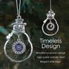Inspired Silver - My Script Initials - Letter A - Silver Christmas Ornament - Square Charm Christmas Tree Ornament with Cubic Zirconia - Snowman Hanging Decoration view 4