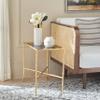 SAFAVIEH Home Collection Chandler Accent Table, Gold Cross Base with Black Glass Top, Fully Assembled (FOX2513A) view 2