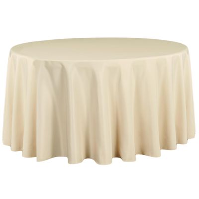 LTC LINENS Beige Round Tablecloth for 60 Inch Round Table - 120 Inch Round Table Cover - Washable, Wrinkle Resistant Polyester Fabric Cloth for Wedding, Party