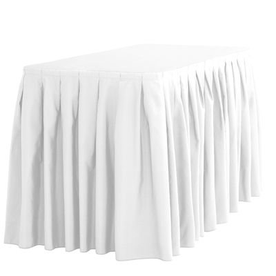 LTC LINENS Table Skirt for 8 ft Rectangular Table-21 ft White Table Skirting Polyester Cloth-Wrinkle Resistant Pleated Banquet Tablecloth for Wedding