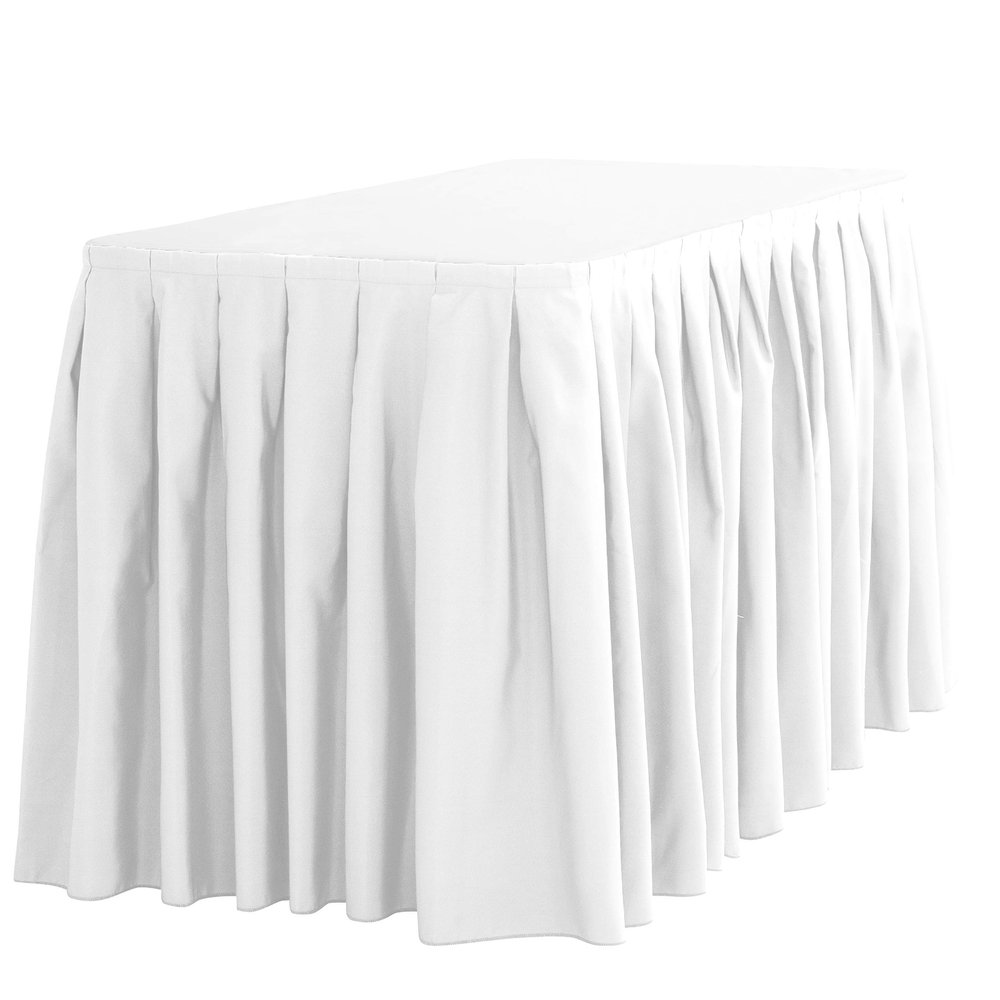 LTC LINENS Table Skirt for 8 ft Rectangular Table-21 ft White Table Skirting Polyester Cloth-Wrinkle Resistant Pleated Banquet Tablecloth for Wedding