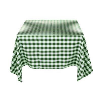 LTC LINENS 70 in. x 70 in. Green and White Checkered Tablecloth Square - Green Gingham Tablecloth for Card Table - Stain Resistant, Washable Fabric Cloth Small Table Cover for Picnic, Party