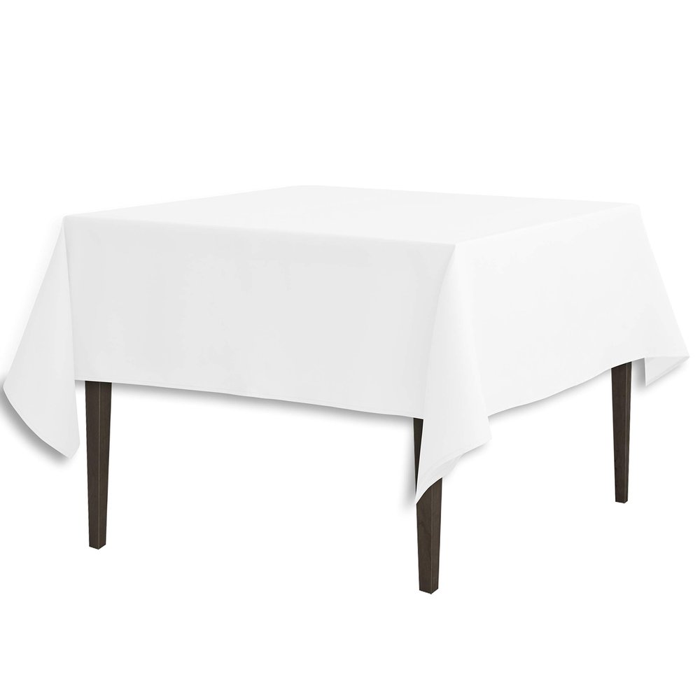 LinenTablecloth 85-Inch Square Polyester Tablecloth White