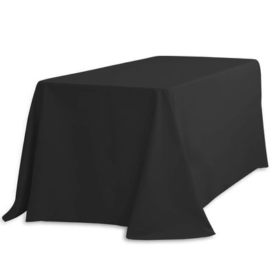 LinenTablecloth 90 x 132-Inch Rectangular Polyester Tablecloth with rounded corners Black