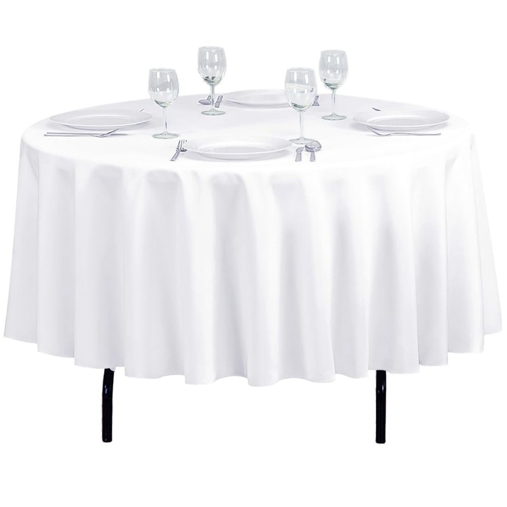 LTC LINENS 90 Inch Round Tablecloth White for Round Table - Stain and Wrinkle Resistant Table Cloth -Washable Polyester Table Cover for Wedding, Party