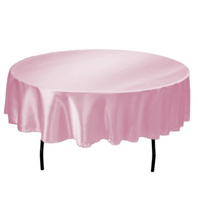 LinenTablecloth 90-Inch Satin Tablecloth, Round, Pink