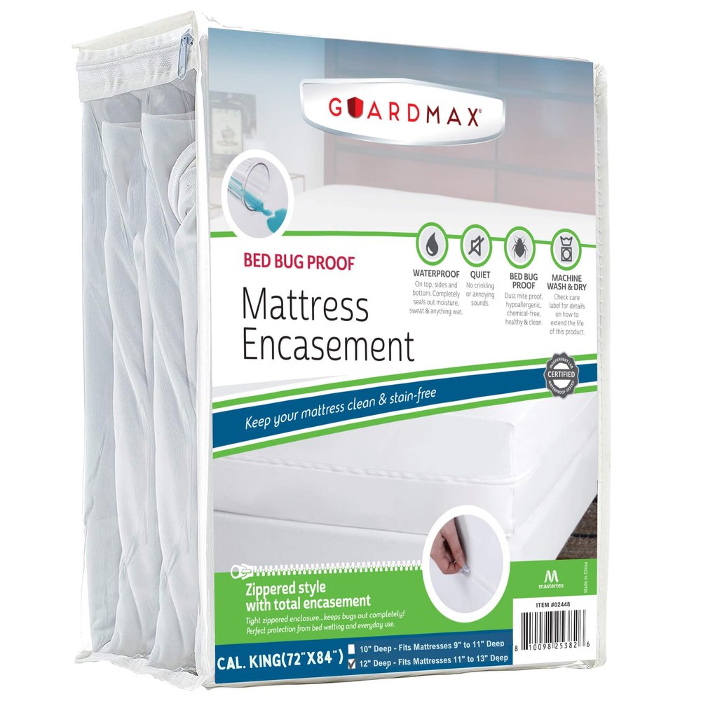 Guardmax Jersey Knitted California King Zippered Mattress Encasement - Waterproof & Bed Bug Proof Mattress Protector - Comfortable, Soft, and Noiseless Zippered Bedding - Dust Mite Proof (72x84 x12)