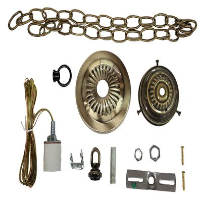 B&P Lamp Holder Kit for 3 1/4" Fitter Shades, Antique Brass Finish