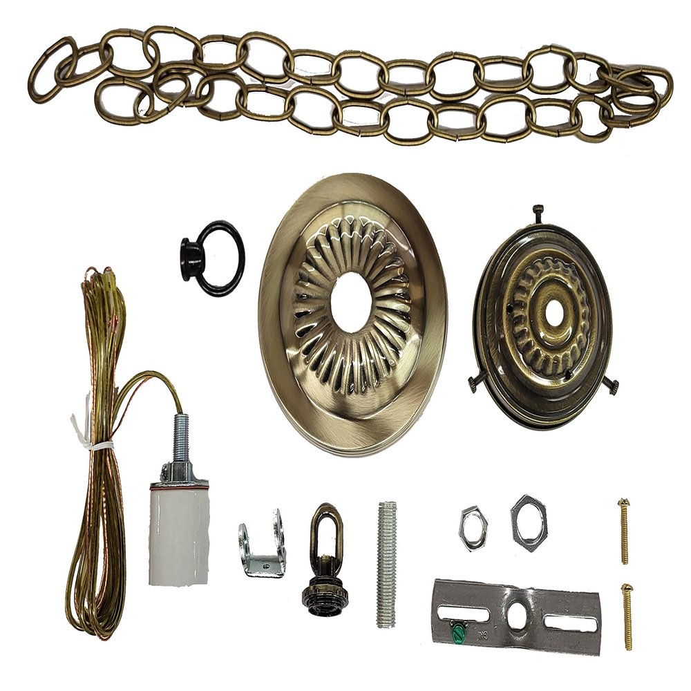 B&P Lamp Holder Kit for 3 1/4" Fitter Shades, Antique Brass Finish