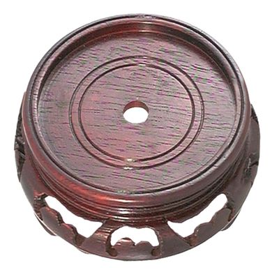 B&P Lamp 4 1/2 Inch Top Inset Diameter Oriental Wooden Base, Waxed Rosewood Finish