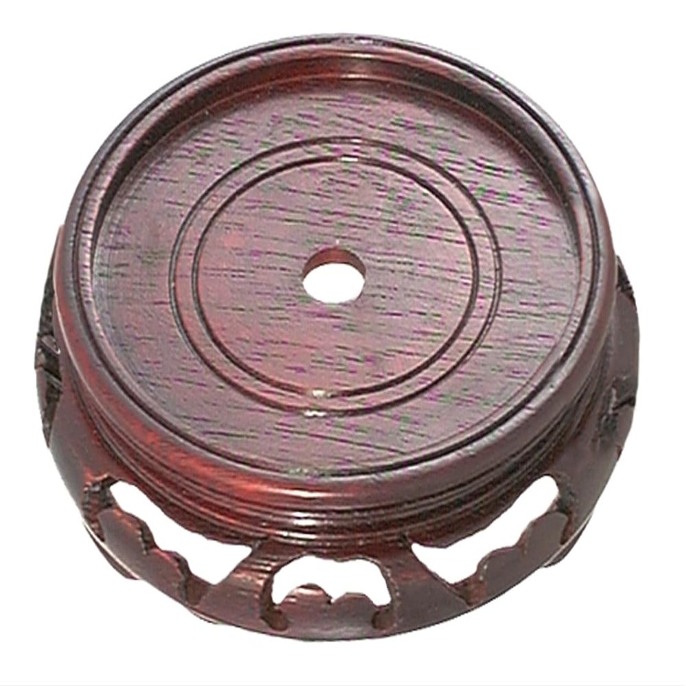 B&P Lamp 4 1/2 Inch Top Inset Diameter Oriental Wooden Base, Waxed Rosewood Finish