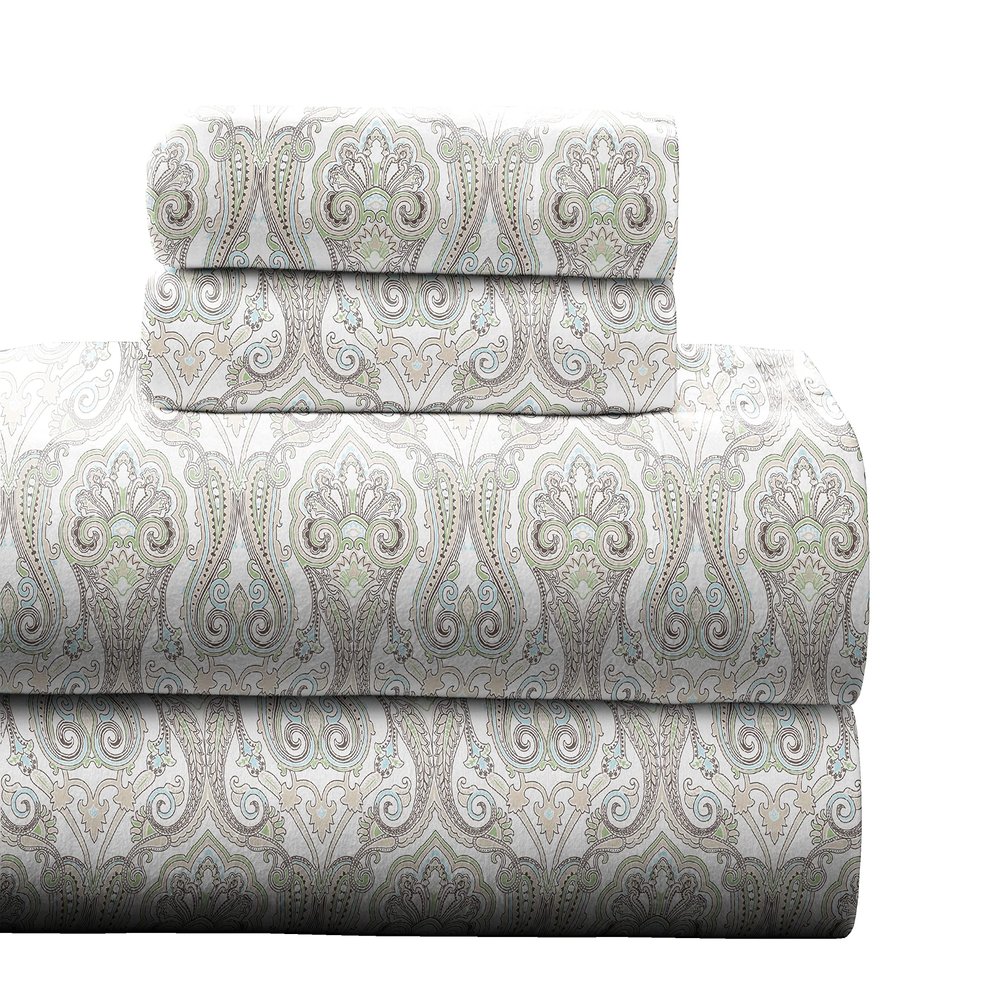 Pointehaven Flannel 170 GSM Sheet Set,Queen Paisley