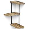 Love-KANKEI Corner Shelf Wall Mount of 3 Tier Rustic Wood Floating Shelves for Bedroom Living Room Bathroom Kitchen Office and More Carbonized Black view 1