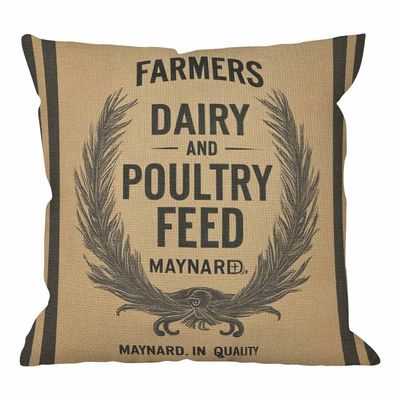 HGOD DESIGNS Throw Pillow Case Vintage Burlap Feed Sack Cotton Linen Square Cushion Cover Standard Pillowcase for Men Women Home Decorative Sofa Armchair Bedroom Livingroom 18 x 18 inch