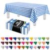 Grandipity 12 Pack Premium Disposable Plastic Picnic Tablecloth 54 Inch. x 108 Inch. Decorative Rectangle Table Cover - Blue Checkered Gingham view 1