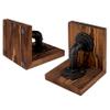 MyGift Book Ends, Decorative Bookends, Heavy Duty Book Holders for Shelves, Rustic Wood with Realistic Industrial Pipe Design,Unique Ideas for Father's Day, Christmas view 4