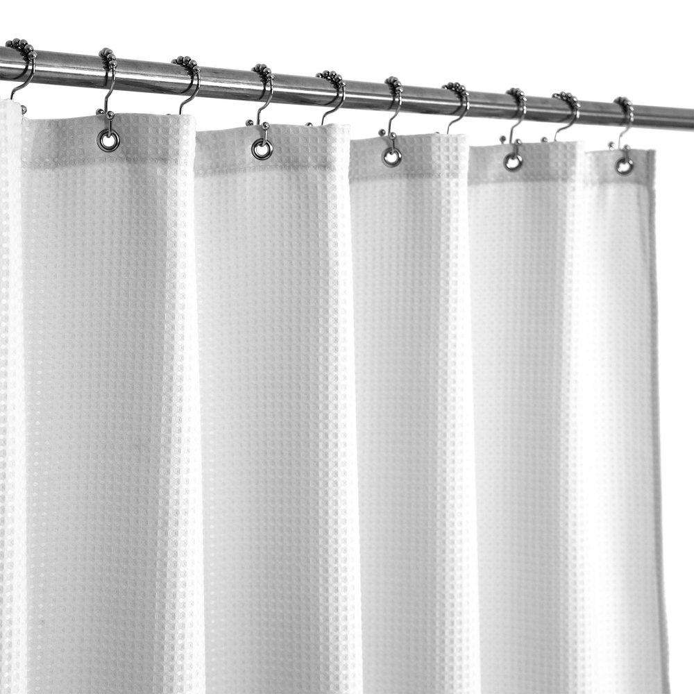 Barossa Design Waffle Weave Fabric Shower Curtain White, 71x72