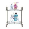 MODONA Double Corner Glass Shelf with Pre-Installed Rail - Satin Nickel - Oval Series - 5 Year Warrantee view 2