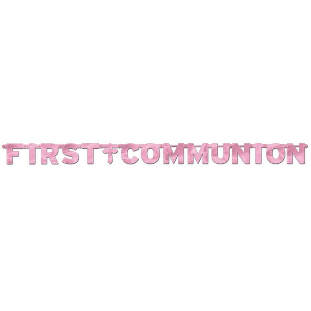 "First Communion" Pink Foil Banner | Party Decoration