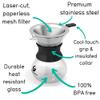 Coffee Gator Pour Over Coffee Maker Portable - 10.5oz High Heat Borosilicate Glass w/Reusable Stainless Steel Filter, Drip Coffee Brewer Pourover Dripper Set Carafe, 300ml Black view 3