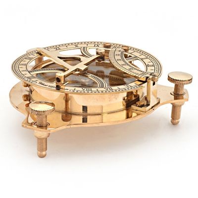 Shree Sai Handicrafts Brass Nautical Sundial Compass & Vernier Scale (11.43 cm X 11.43 cm X 3.81 cm, Gold)