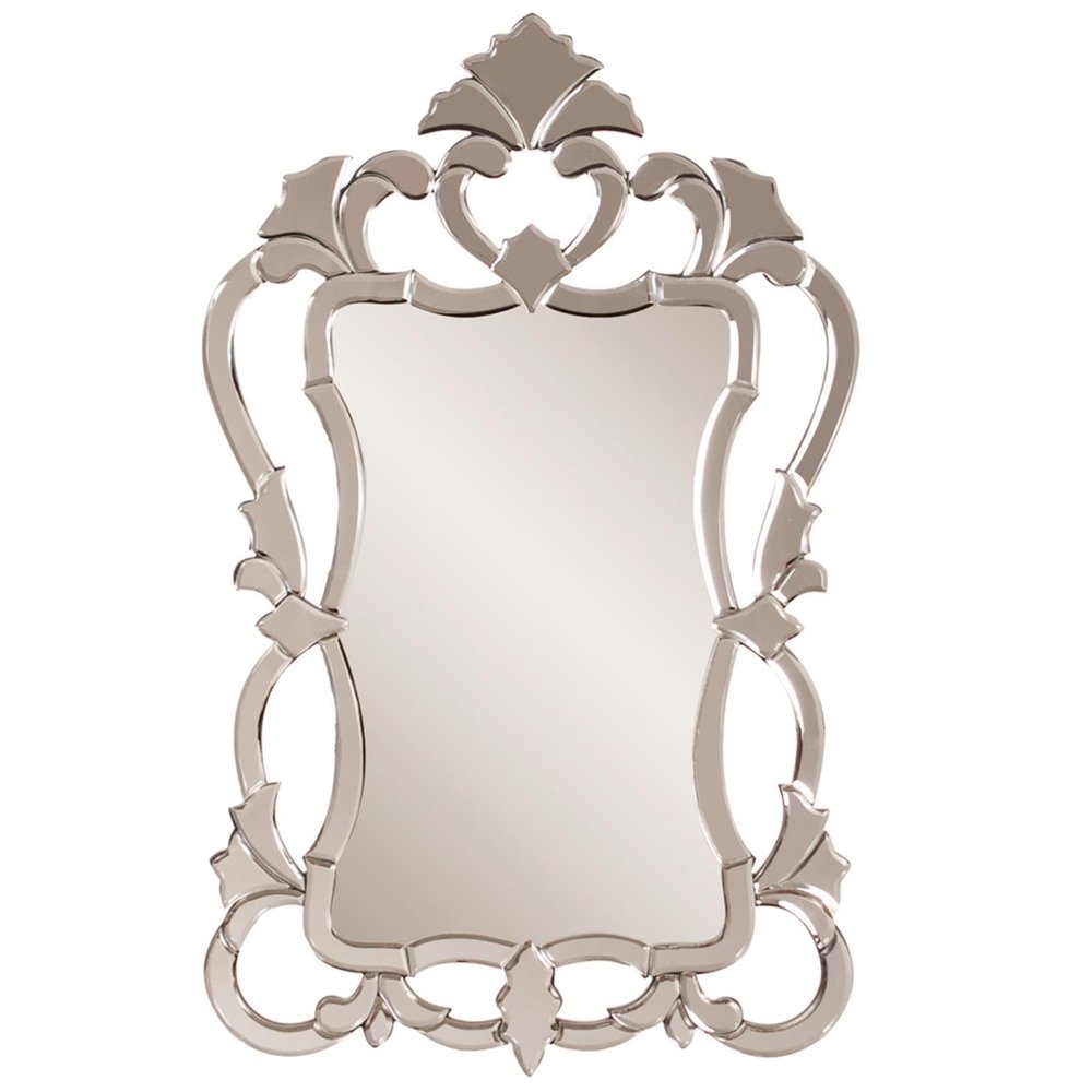 Howard Elliott Small Contessa Rectangular Venetian Wall Hanging Mirror, Antique Accent Piece Design Mirrored Frame, Decorative Fashion Mirrors for Home, Living Room, Entryway & Bathroom, 43 x 26 Inch