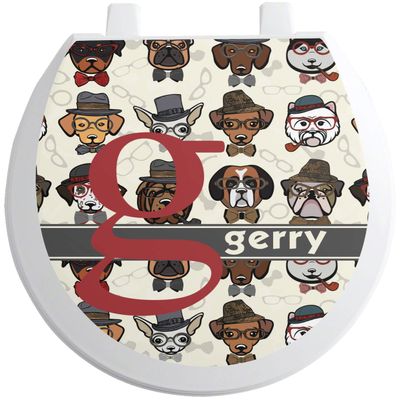 YouCustomizeIt Personalized Hipster Dogs Toilet Seat Decal - Round