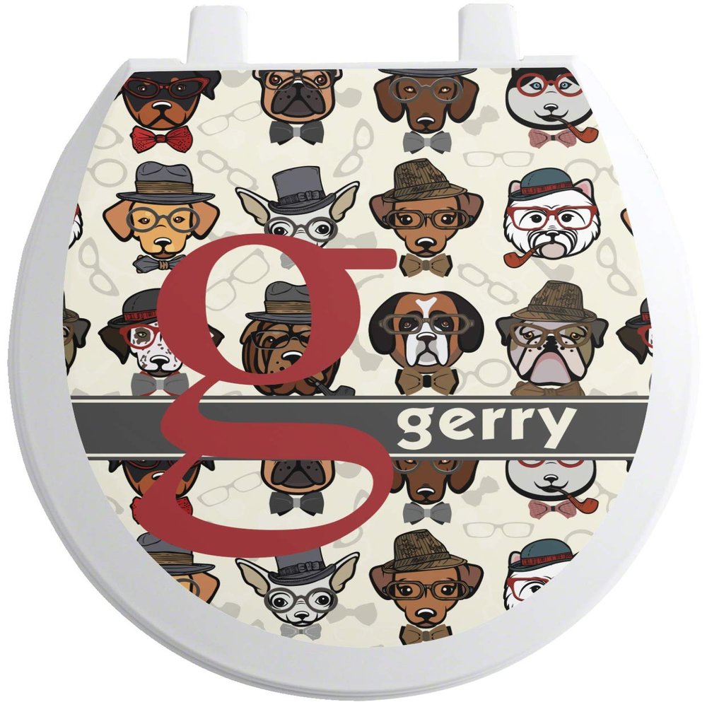 YouCustomizeIt Personalized Hipster Dogs Toilet Seat Decal - Round