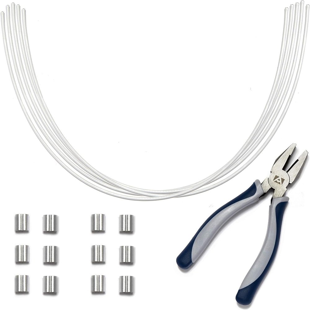 TetherTies Cable Organization, DIY Tether Kit - Customizable Cable Tethers for Computers, Adapters & Dongles - Easy Self Installation Tether Cables with Free Crimping Tool (White 30 Pk, 12 inch)