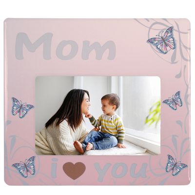 BANBERRY DESIGNS Mom Picture Frame - I Love You Frame - Photo of Mom - New Mother Picture - Measures 8" W x 7.25" H - Holds a 4" x 6" Photo