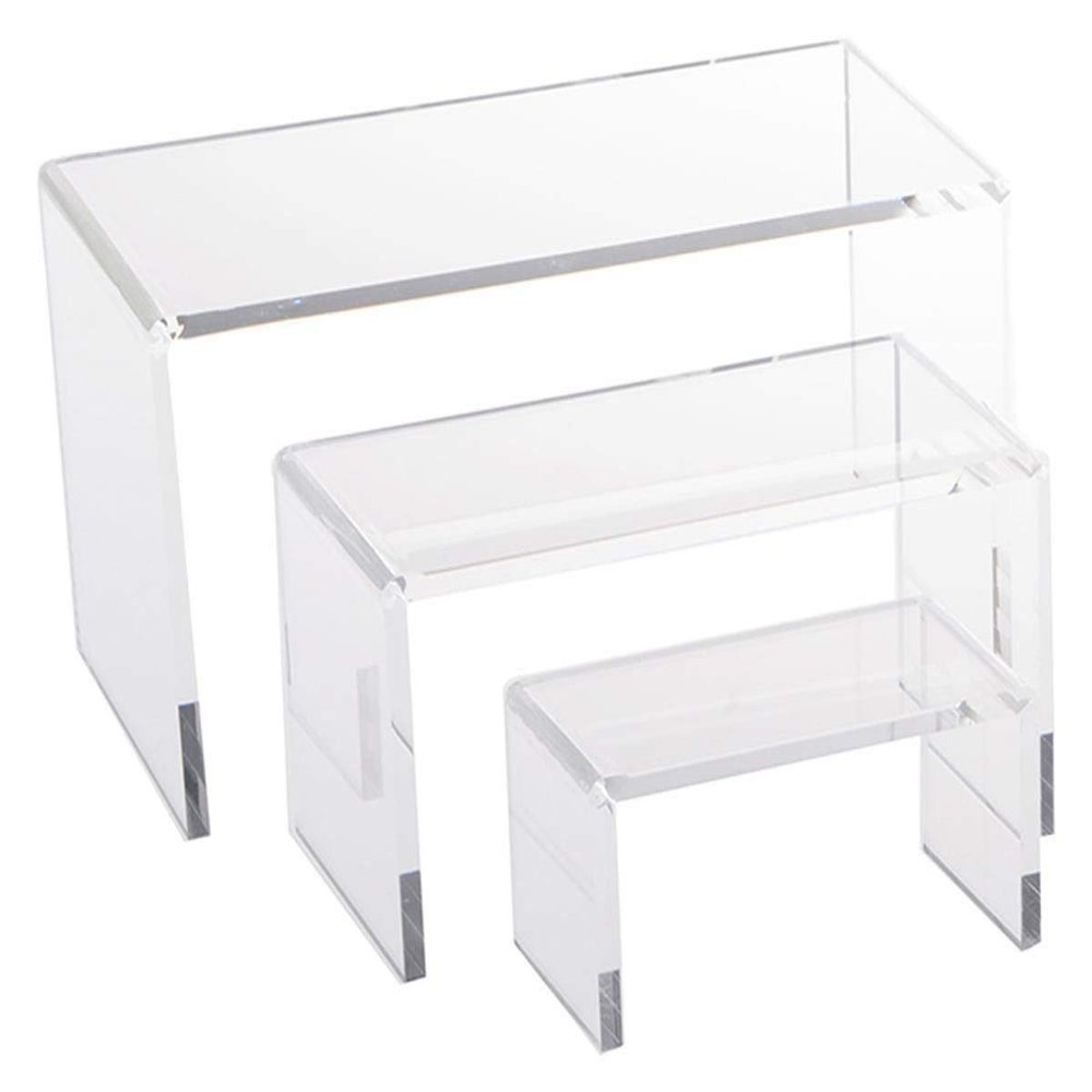 TRIPAR Set of 3 Medium Low Profile Clear Acrylic Riser for Photos, & Artwork