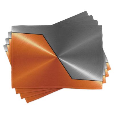 Ambesonne Orange and Grey Place Mats Set of 4, 3D Style Machinery Structure Image Detailed Vivid Modern Contrast Colors, Washable Fabric Placemats for Dining Table, Standard Size, Orange Grey