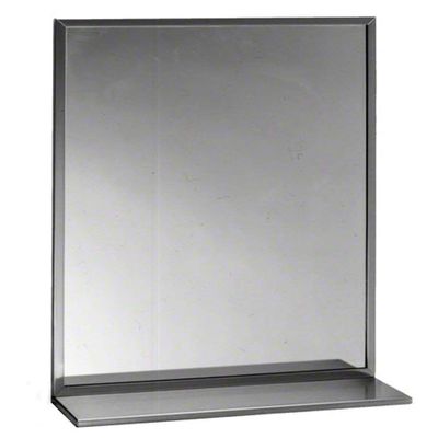 Bobrick 165 Series 430 Stainless Steel Channel Frame Glass Mirror, Bright Finish, 18" Width x 24" Height