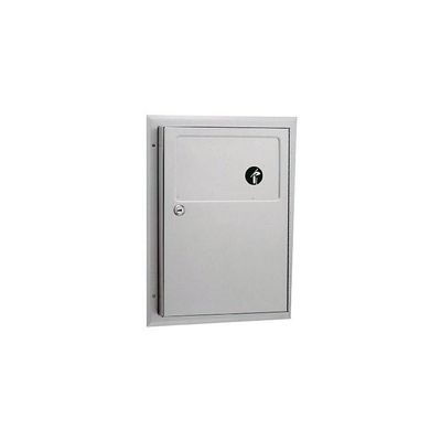 Bobrick 354 ClassicSeries 304 Stainless Steel Partition-Mounted Sanitary Napkin Disposal, Satin Finish, 1.2 Gallon Capacity, 12-3/4" Width x 17-3/16" Height