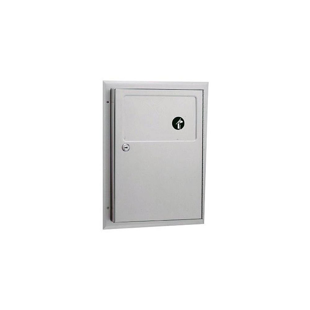 Bobrick 354 ClassicSeries 304 Stainless Steel Partition-Mounted Sanitary Napkin Disposal, Satin Finish, 1.2 Gallon Capacity, 12-3/4" Width x 17-3/16" Height