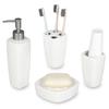 MyGift 4 Piece Ceramic White Bathroom Accessory Set with Soap Dispenser Pump, Toothbrush Holder, Tumbler and Soap Dish view 1
