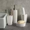 MyGift 4 Piece Ceramic White Bathroom Accessory Set with Soap Dispenser Pump, Toothbrush Holder, Tumbler and Soap Dish view 4