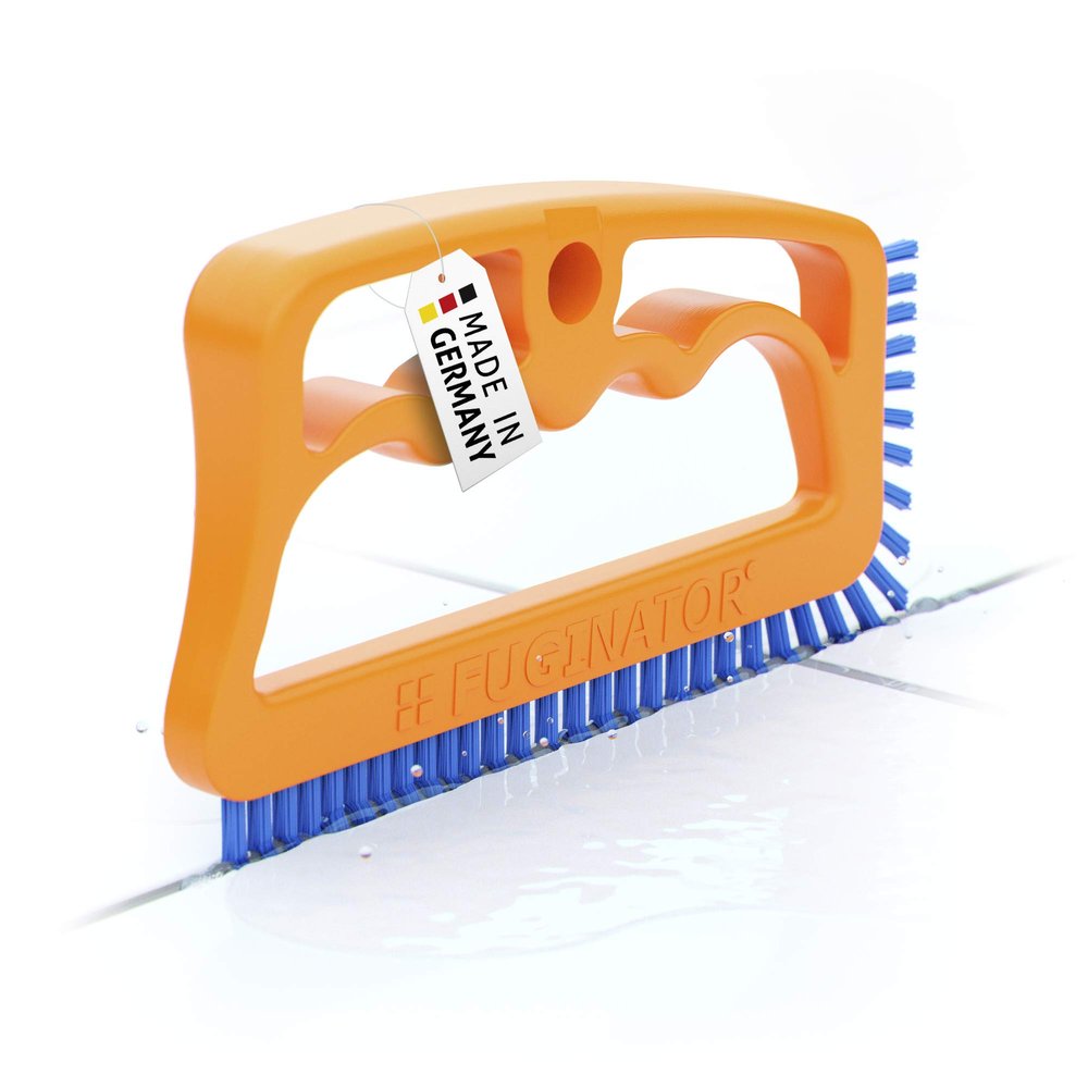 Fuginator Scrub Brush for Tile and Grout: Stiff Nylon Bristle Scrubbing Brush - Bathtub and Shower Scrubber for Floor Joints and Tile Seams - Cleaning Brush (Orange/Blue)