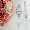 Lolasaturdays Wedding Party Cake Knife Server Set with Faux Crystal Handle and diamond accents view 1