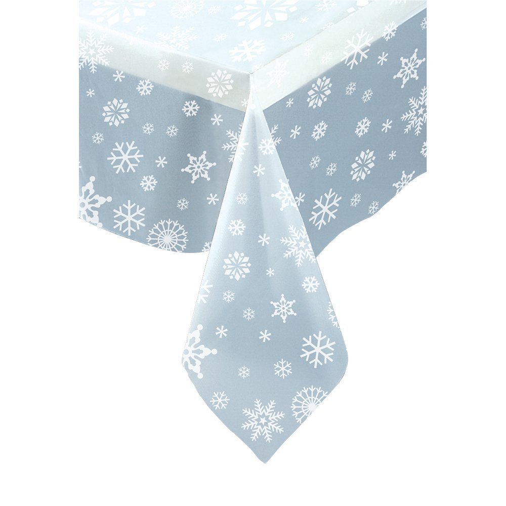 Snowflake Plastic Table Cover | 108" x 54" | Clear | 1 Pc