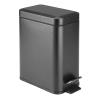 mDesign Small Modern 1.3 Gallon Rectangle Metal Lidded Step Trash Can, Compact Garbage Bin with Removable Liner Bucket and Handle for Bathroom, Kitchen, Craft Room, Office, Garage - Black view 1