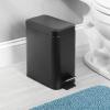 mDesign Small Modern 1.3 Gallon Rectangle Metal Lidded Step Trash Can, Compact Garbage Bin with Removable Liner Bucket and Handle for Bathroom, Kitchen, Craft Room, Office, Garage - Black view 3