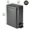 mDesign Small Modern 1.3 Gallon Rectangle Metal Lidded Step Trash Can, Compact Garbage Bin with Removable Liner Bucket and Handle for Bathroom, Kitchen, Craft Room, Office, Garage - Black view 4
