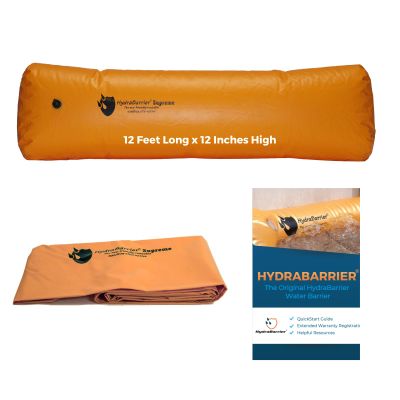 Watershed Innovations Best Sandbag Alternative - HydraBarrier Supreme 12 Foot Length 12 Inch Height - Water Diversion Tube - Light, Re-usable, & Eco-Friendly Flood Barrier (Single Unit)