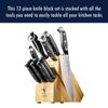HENCKELS Statement Premium Quality 12-Piece Knife Set with Block, Razor-Sharp, German Engineered Informed by 100+ Years of Mastery, Lightweight and Strong, Dishwasher Safe, Natural view 2