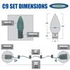 Novelty Lights C9 Clear Christmas String Light Set - 25 Foot, Indoor/Outdoor, Dimmable, Green Wire view 4