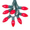 Novelty Lights 25 Foot C9 Red Ceramic Christmas String Light Set - Outdoor Christmas Light String -  Opaque Christmas Bulbs - Roofline Light String  Outdoor String Lights - Green Wire view 1