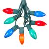 25 Foot C9 Multi Ceramic Christmas String Light Set - Opaque Bulbs - Roofline Light String - Green Wire view 1